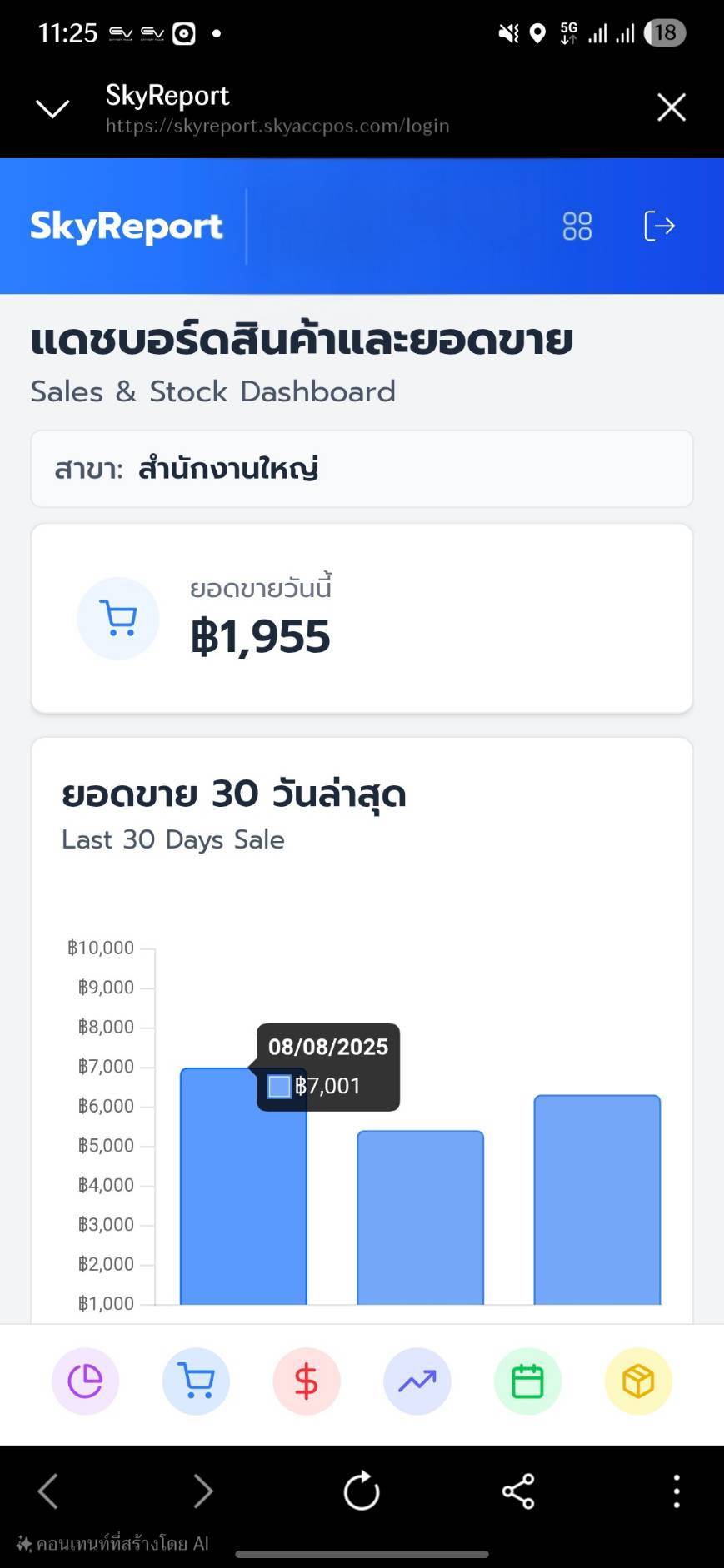 หน้าจอ SkyReport 1