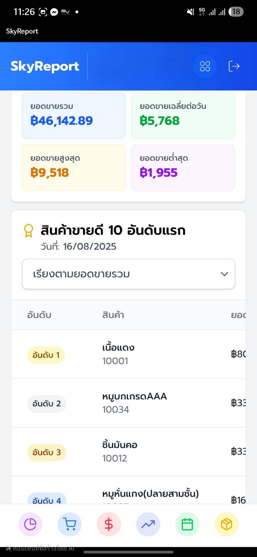 หน้าจอ SkyReport 4