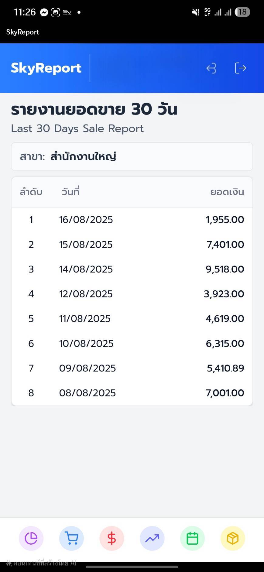 หน้าจอ SkyReport 5